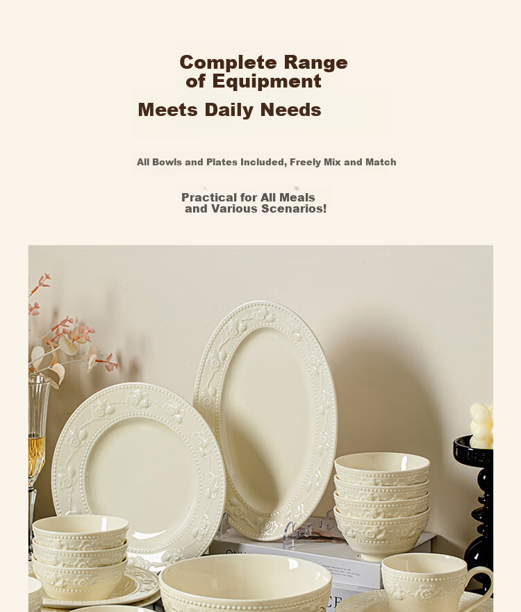 Yomerto Ceramic Dinnerware Set with Underglaze Color Bowls and Plates, High-Quality Home Tableware for Weddings and Housewarming 11