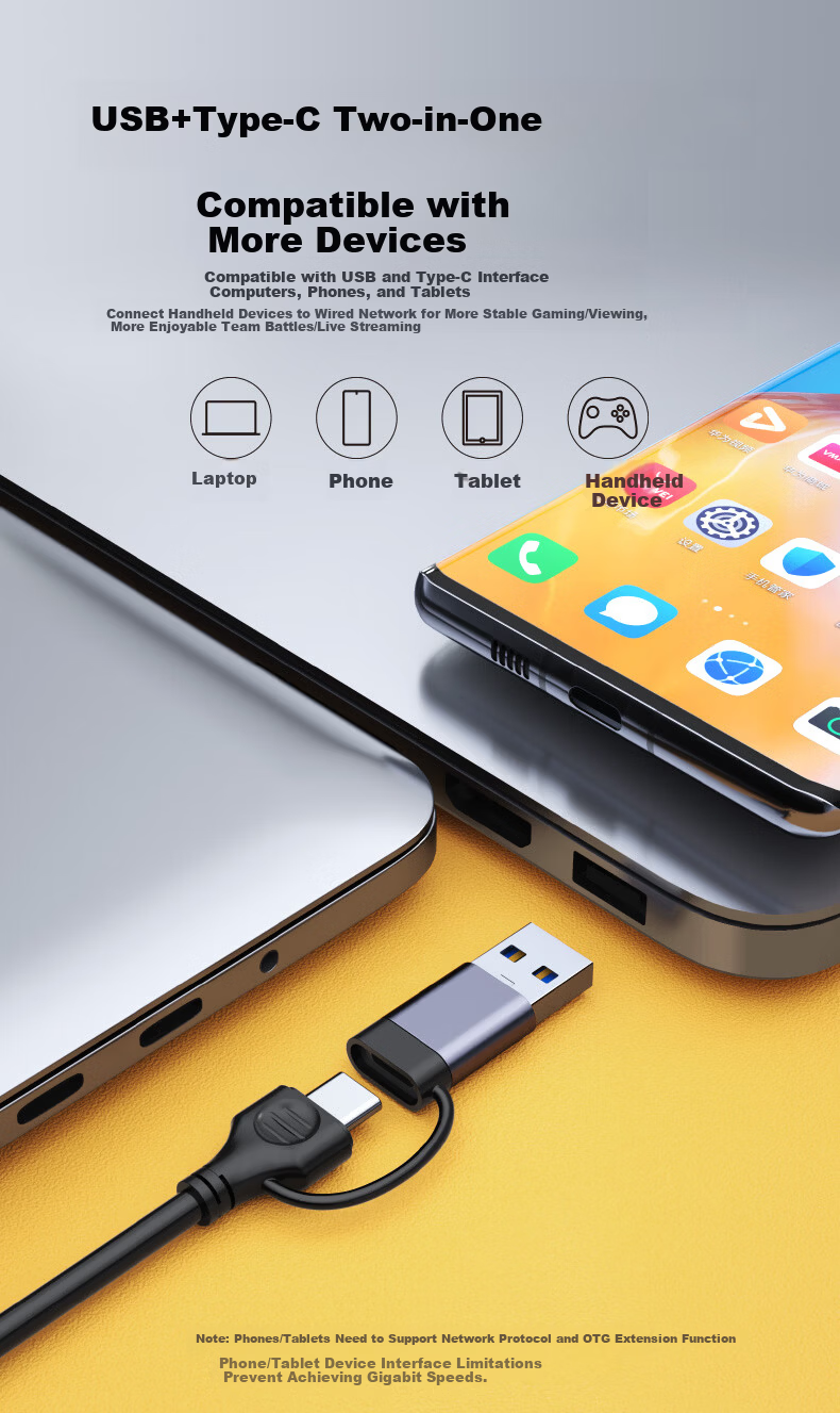 DM Daimai Type-C to USB 2.0 Hub, Four-In Expansion Dock, Ethernet Port Converter, Laptop External Wired Network Adapter, CHB002 2