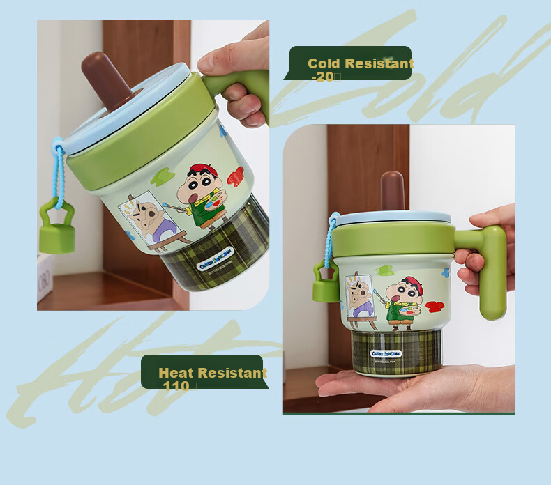 Crayon Shin-chan Girls Stainless Steel Insulated Straw Tumbler Large Capacity Water Bottle 8