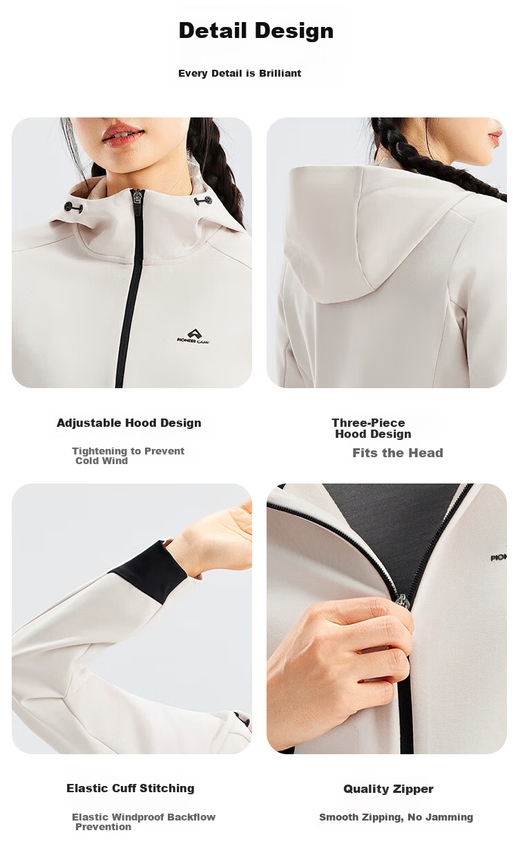 Toread Dolphin Women's Softshell Jacket Spring Autumn Outdoor Fleece Lined Warm Windproof Breathable Durable Hiking Hooded Coat 4