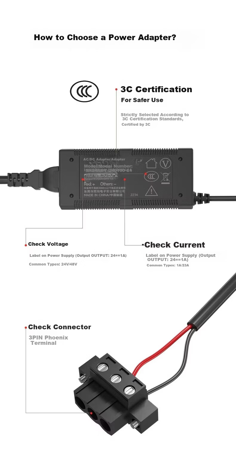 Ganwen Technology Switch Dedicated Power Adapter PoE Security Monitoring Switch Power Rail Mount Switch Power Supply 24V/12V/52V 8