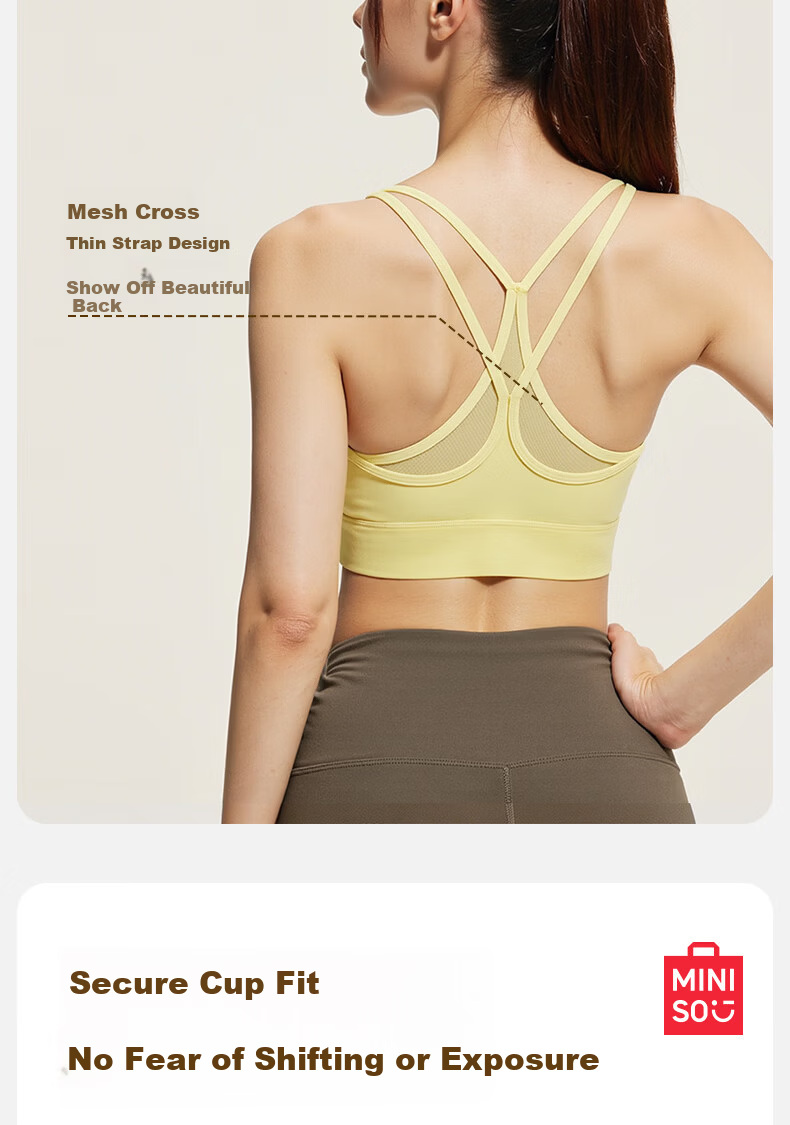 MINISO High-Impact Shockproof Sports Bra Running Anti-Sagging Vest Fitness Yoga Bra 5