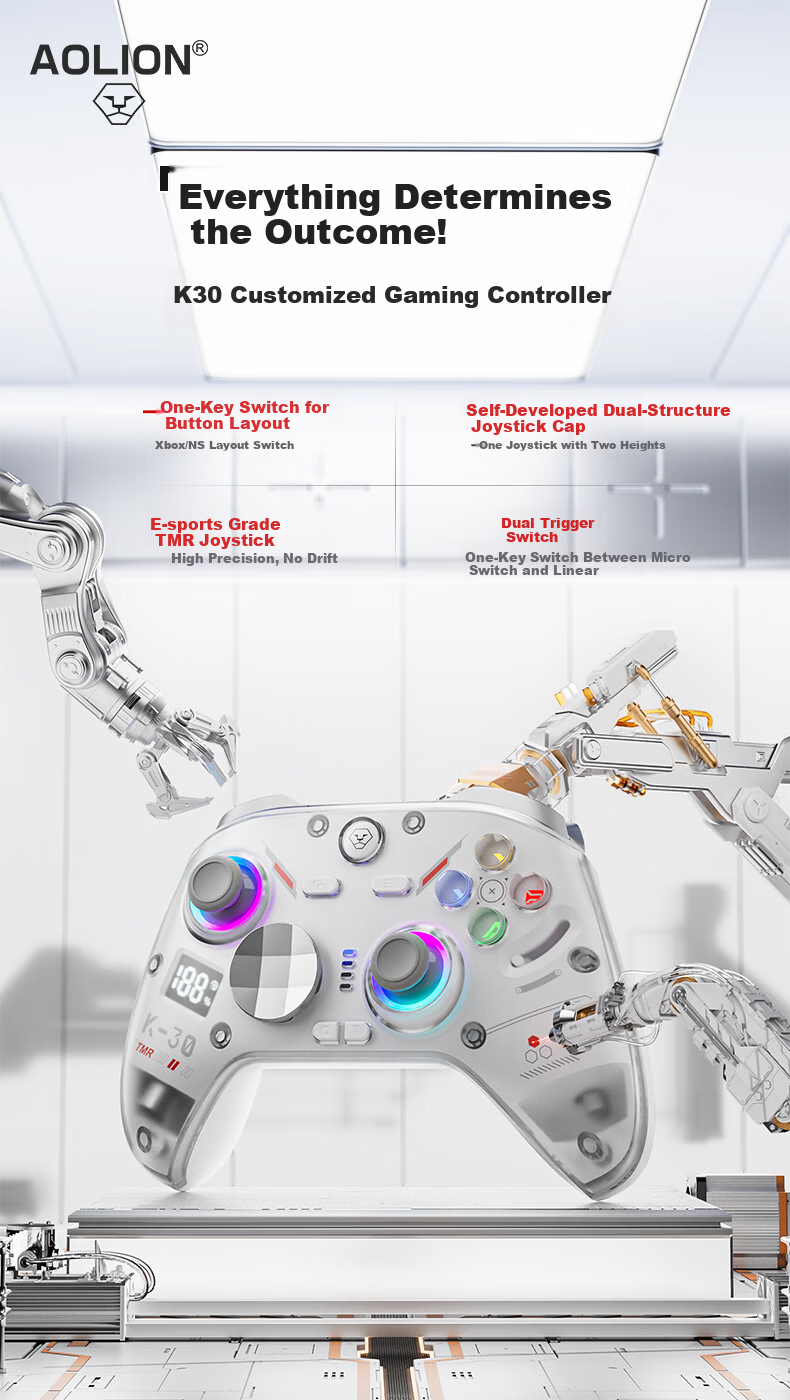 Aolion K30 Gaming Controller Layout Switch PC Steam Dual Trigger Switch 2nd Gen NS Android iOS iPad Xbox-style Wireless Bluetooth Gamepad 1