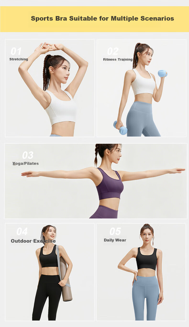 MINISO Sports Bra Yoga Bra Shockproof Medium-High Intensity Sports Vest Backless Fitness Yoga Wear for Women 10