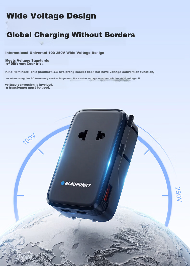 BLAUPUNKT German Universal Travel Adapter Plug, Multi-Functional Charging Converter, International Travel Adapter for US, UK, EU, AU, And JP Standards 19