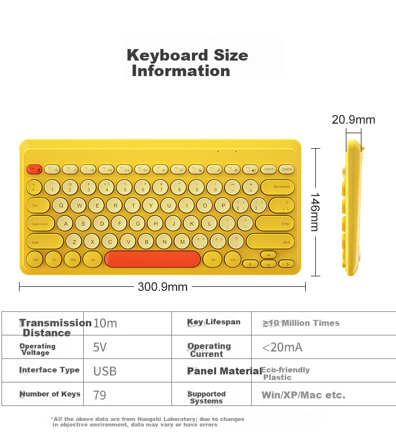 B.O.W Hangshi K-610 Wireless Keyboard Colorful Retro Keyboard 79-Key Black Cute Small Keyboard for Laptop Home Office Universal for Women 4