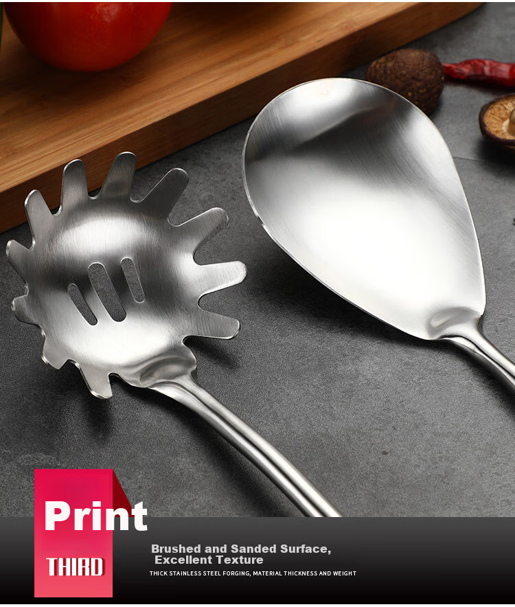 Jinwanfu 304 Stainless Steel Cooking Spatula High-Temperature Resistant Non-Stick Frying Pan Turner Kitchen Utensil 10