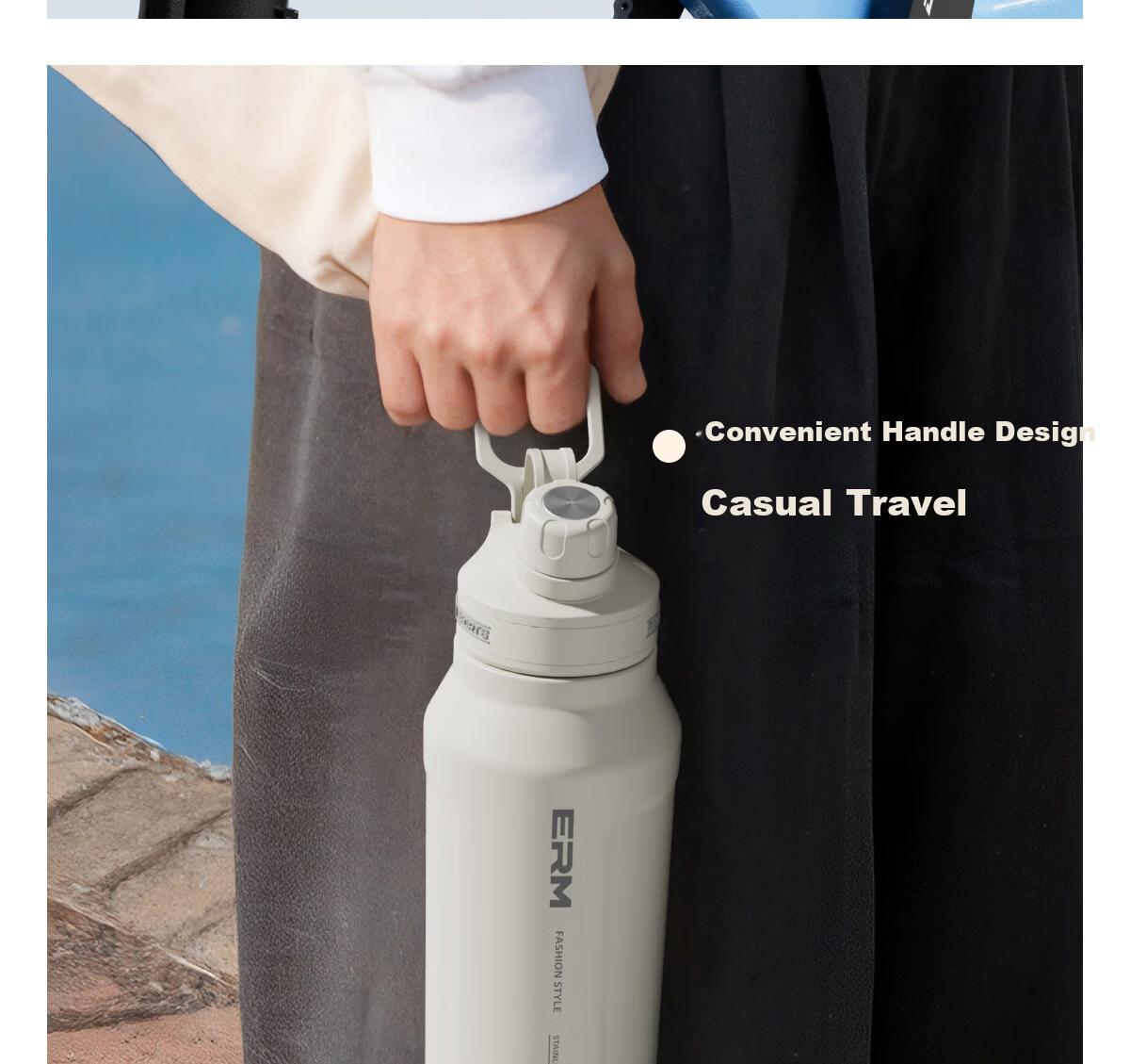 ERM Insulated Mug Large Capacity 316L Stainless Steel Cold Water Bottle for Men Students Outdoor Sports Portable Straw Cup 19