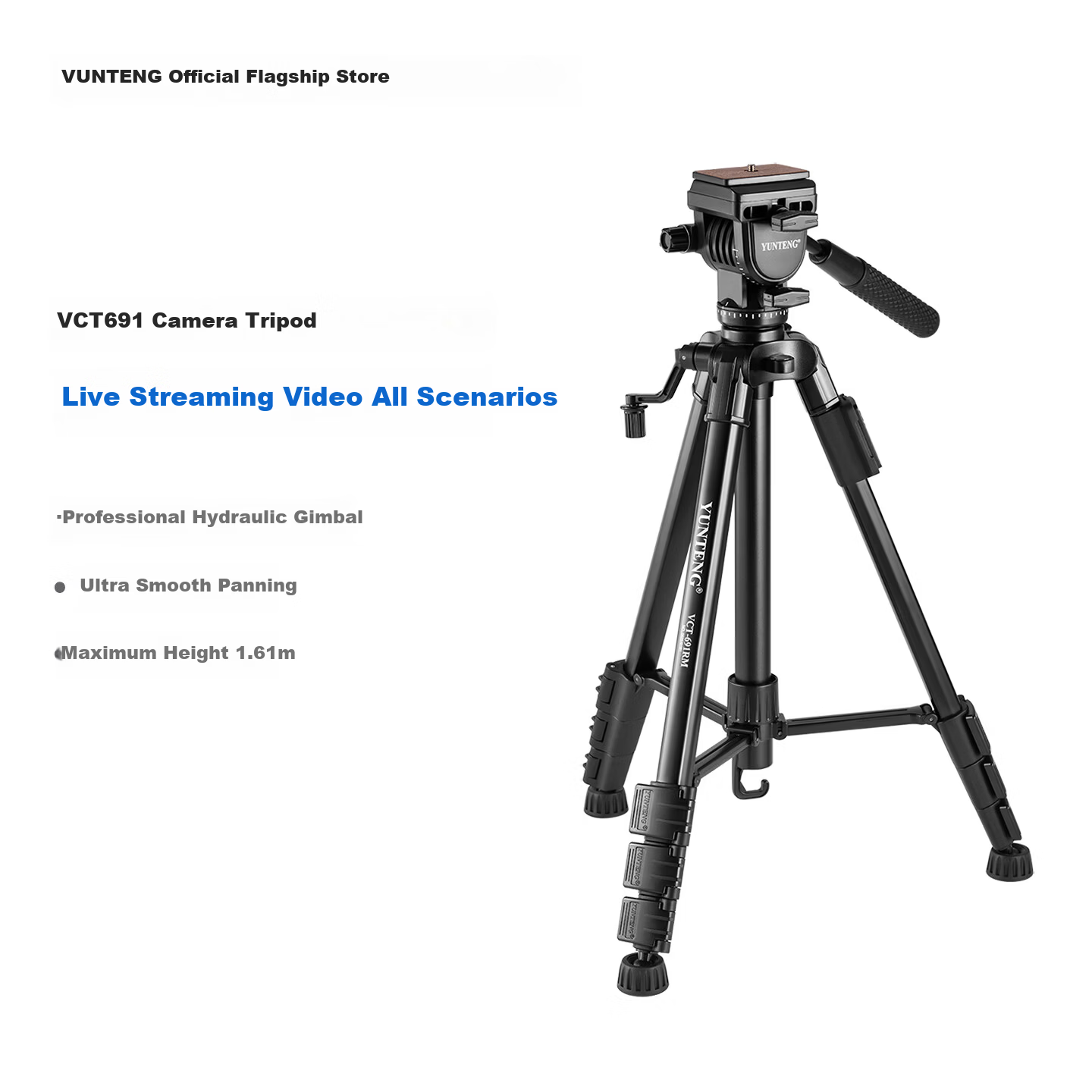 YUNTENG 691 Camera Tripod Hydraulic Damping Head DSLR Mirrorless Camera Phone Photography Professional Photography Video Vlog Live Outdoor Travel Stand