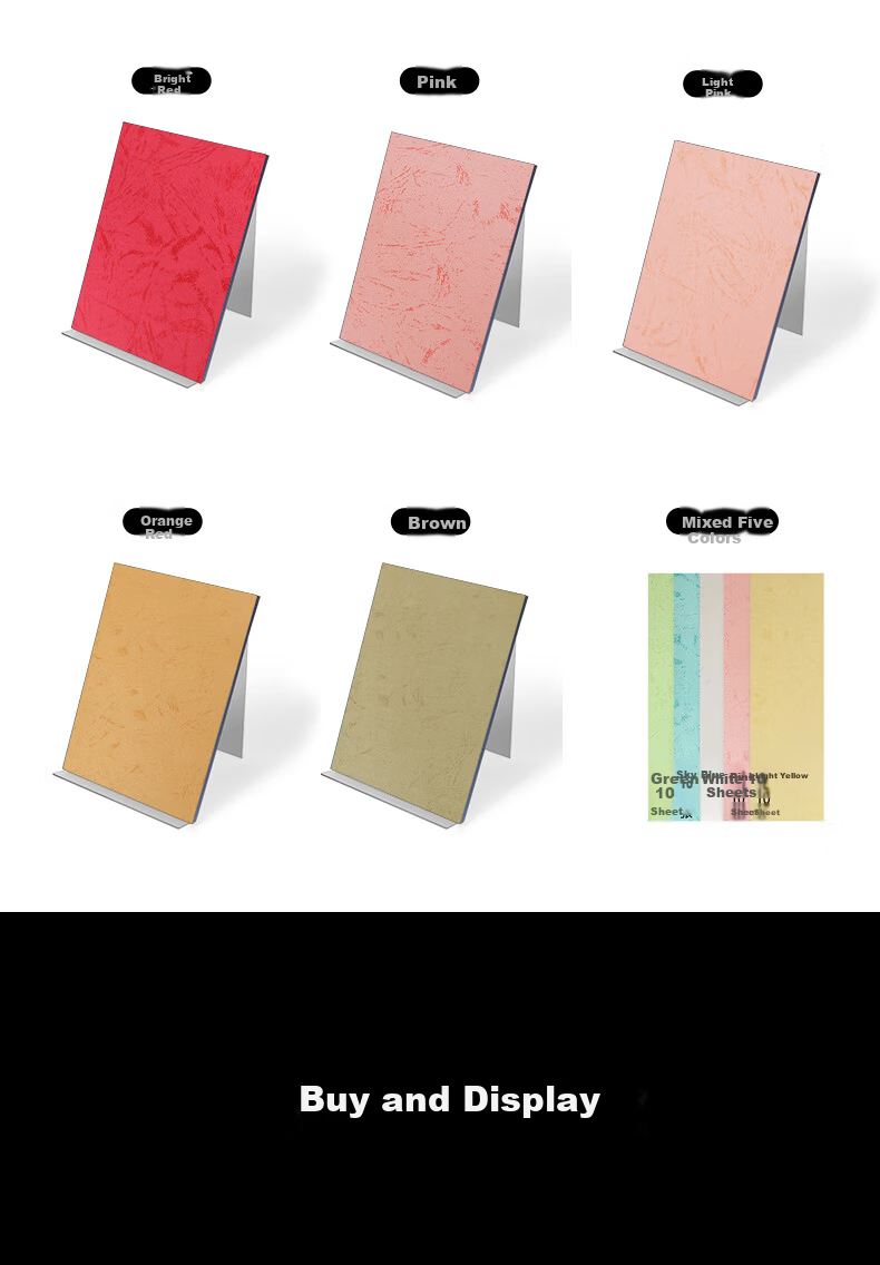 Doton 180g A3+++ Flat Leather Texture Paper 297*480mm Silver Gray 100 Sheets Glue Binding Machine Faux Leather Texture Paper Document Contract Cover Cloud Paper 14