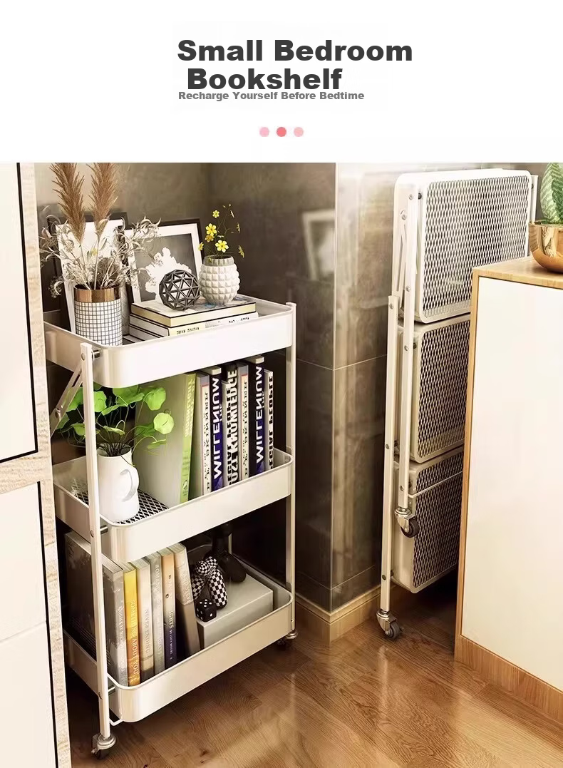 Jiaodu Folding Small Cart Multi-Layer Kitchen Storage Rack Multifunctional Floor Trolley Fruit and Vegetable Basket Organizer 9