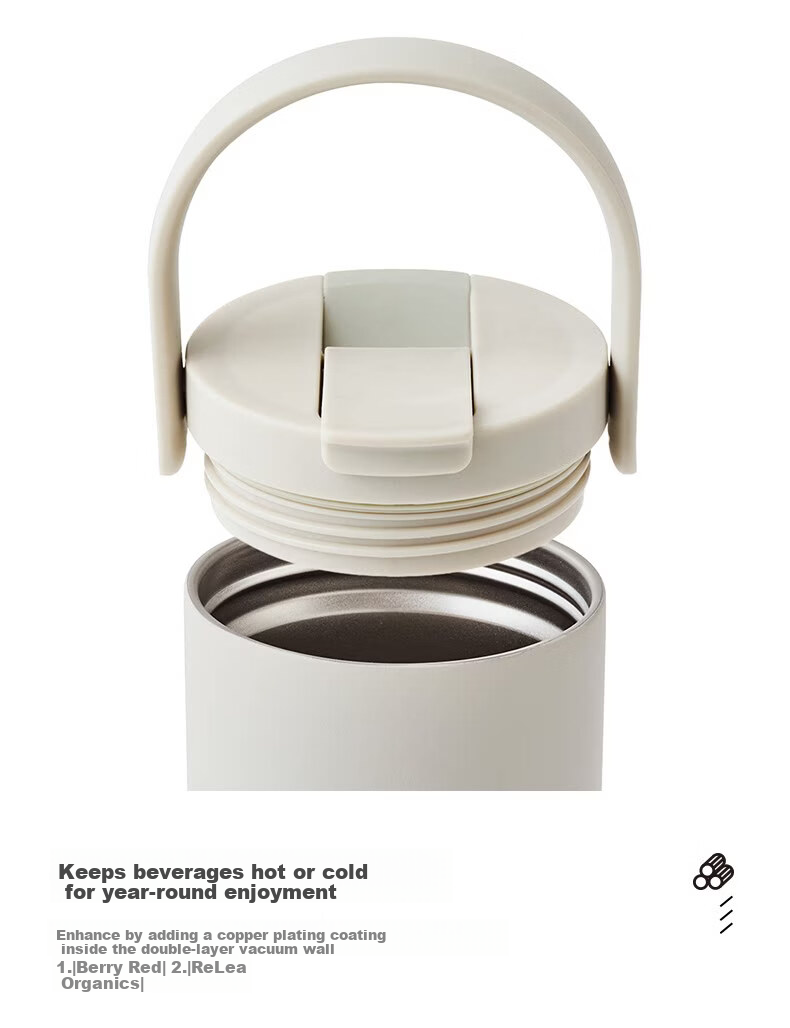 GLASSLOCK Large Capacity Insulated Tumbler with Detachable Handle and Straw, Minimalist Travel Thermos Cup 650ml 9