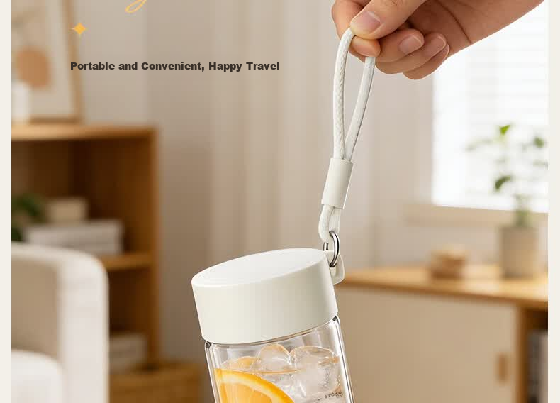 MINISO High Borosilicate Single-Layer Glass Water Cup for Women, Stylish, Compact, Portable, Simple, Heat-Resistant, Cloud White, 355mL 20