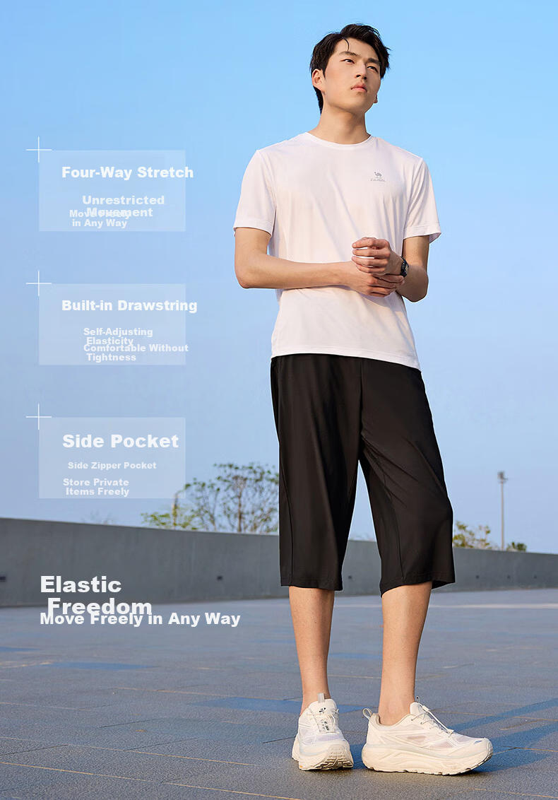 CAMEL Original Yarn Sun Protection Sports Pants Women Cooling Quick-Dry Knitted Capri Pants C26BAYL6018 Phantom Black L 5