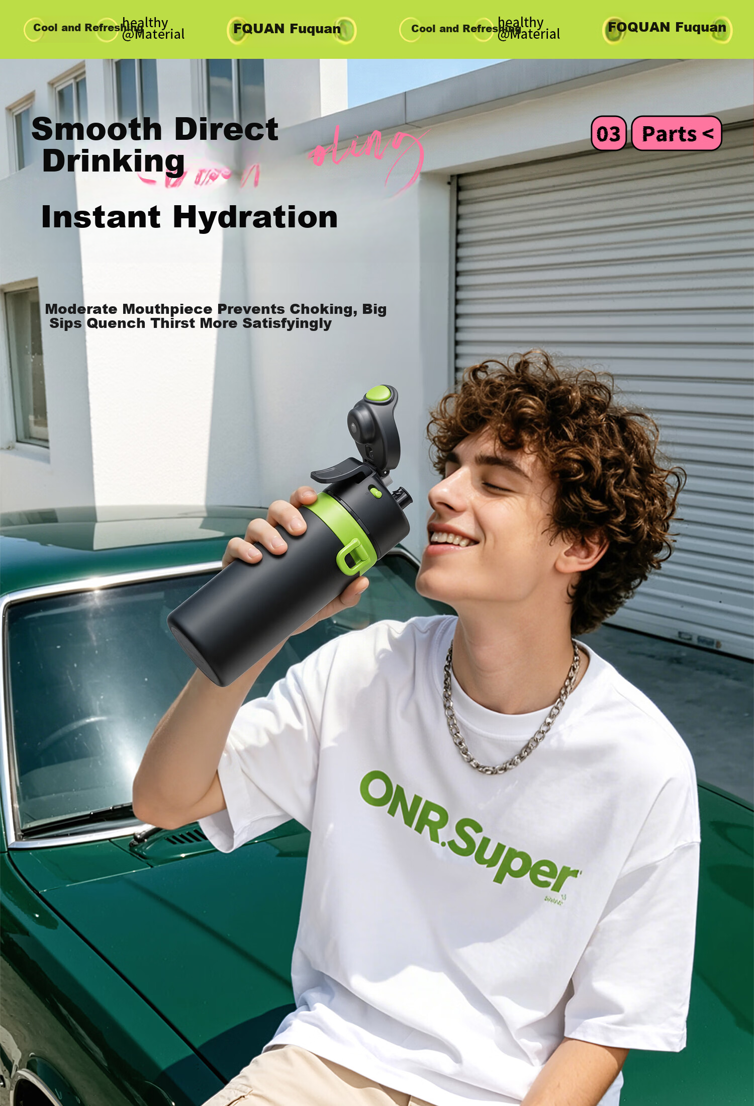 Fuquan Spray Sports Insulated Water Bottle for Children and Students Summer 316L Large Capacity Water Bottle with Spray Function 3