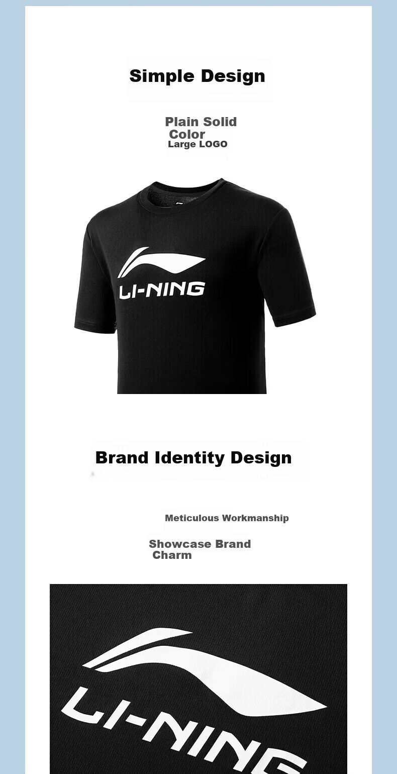 LI-NING Quick-Dry Men's Badminton Short Sleeve Shirt Summer Training Series Breathable Cool Sports Top 2