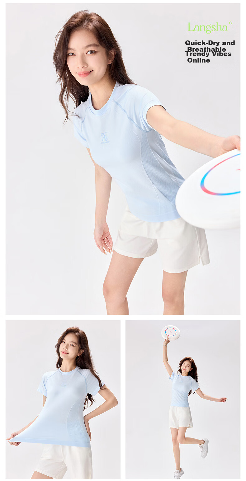 Langsha Women's Short Sleeve Summer Quick-Dry T-Shirt 10A Antibacterial Moisture-Wicking Ice Cooling Breathable Sports Running Top NS1940 22