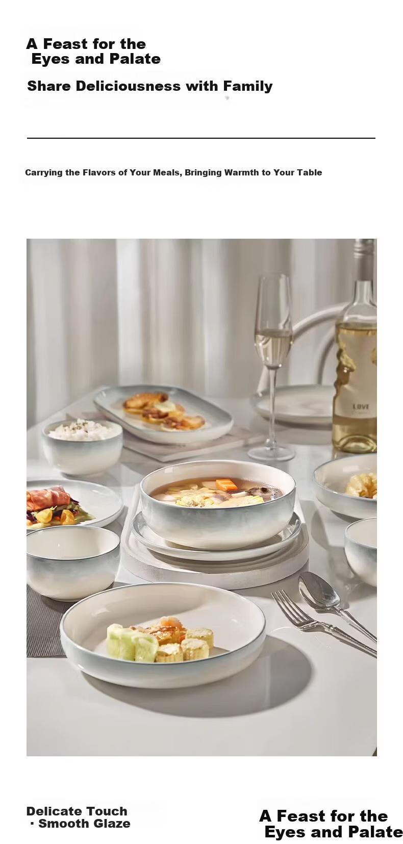 Ink Color Premium Tableware Set Home Use 2026 New High-Value Bowls and Plates Housewarming Ceramic Dinnerware 48 Pieces 11