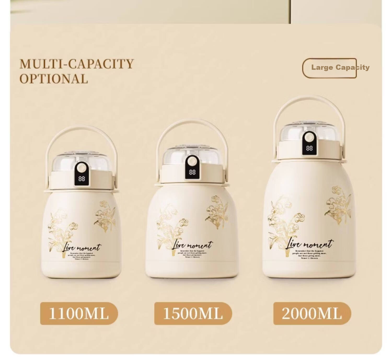 HEOSCU Large Capacity Insulated Tumbler for Women High-Value Wide-Mouth Thermos Kids Portable Straw Water Bottle 18