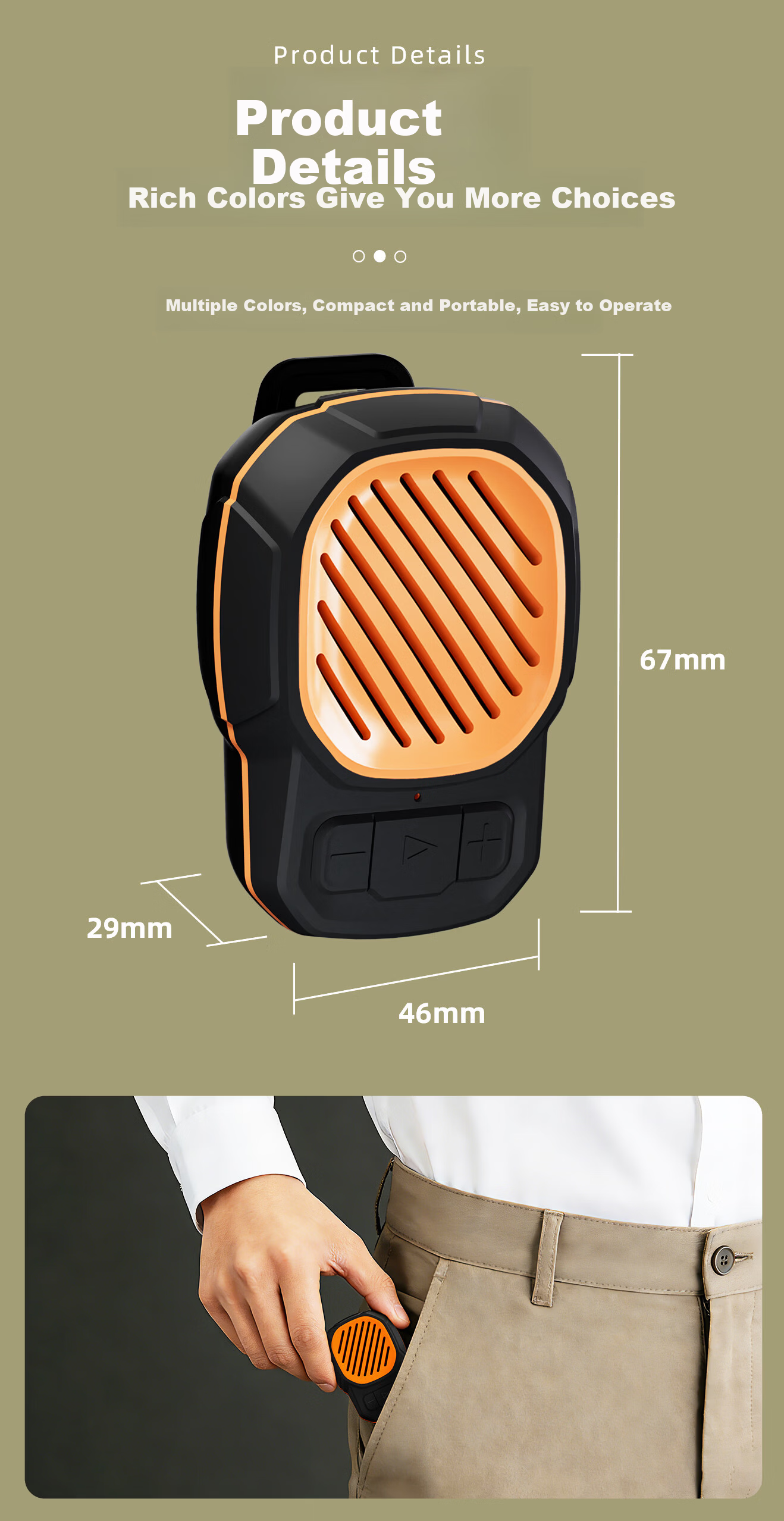 Kuangxiang Wearable Bluetooth Speaker Waterproof Built-in Microphone Clip Mini Speaker Suitable for Men Women Fathers Mothers Gift Choice 10