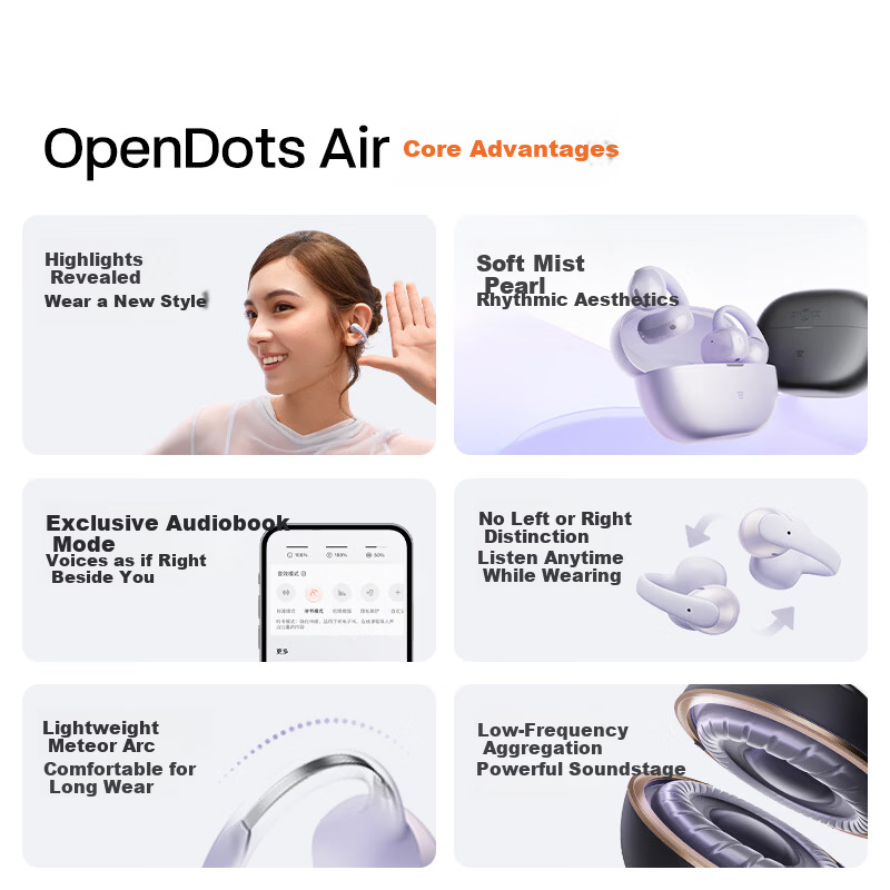 SHOKZ OpenDots Air Open-Ear Bluetooth Earbuds Wireless Clip-On Bluetooth Running Sports Earphones Dawn Purple