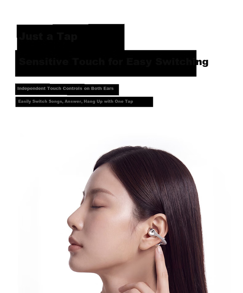 1MORE S20Ultra Bluetooth Ear Clip Bone Conduction Concept Open-Ear Noise Cancelling Headphones Pearl White 25