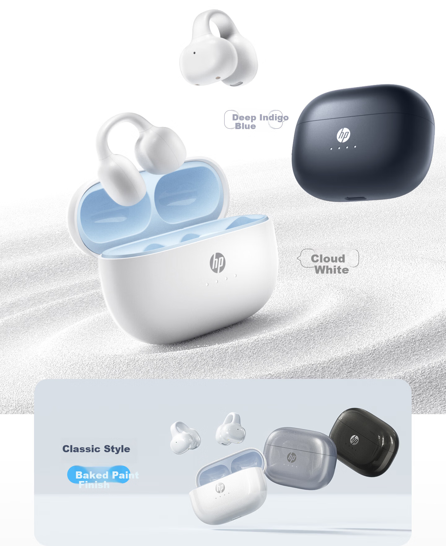 HP [2026 Latest Model | Berlin Sound] Bluetooth Clip-On Sports Wireless Call Noise-Cancelling Bone Conduction Headphones for Running with Long Battery Life and Comfortable Non-In-Ear Design 28