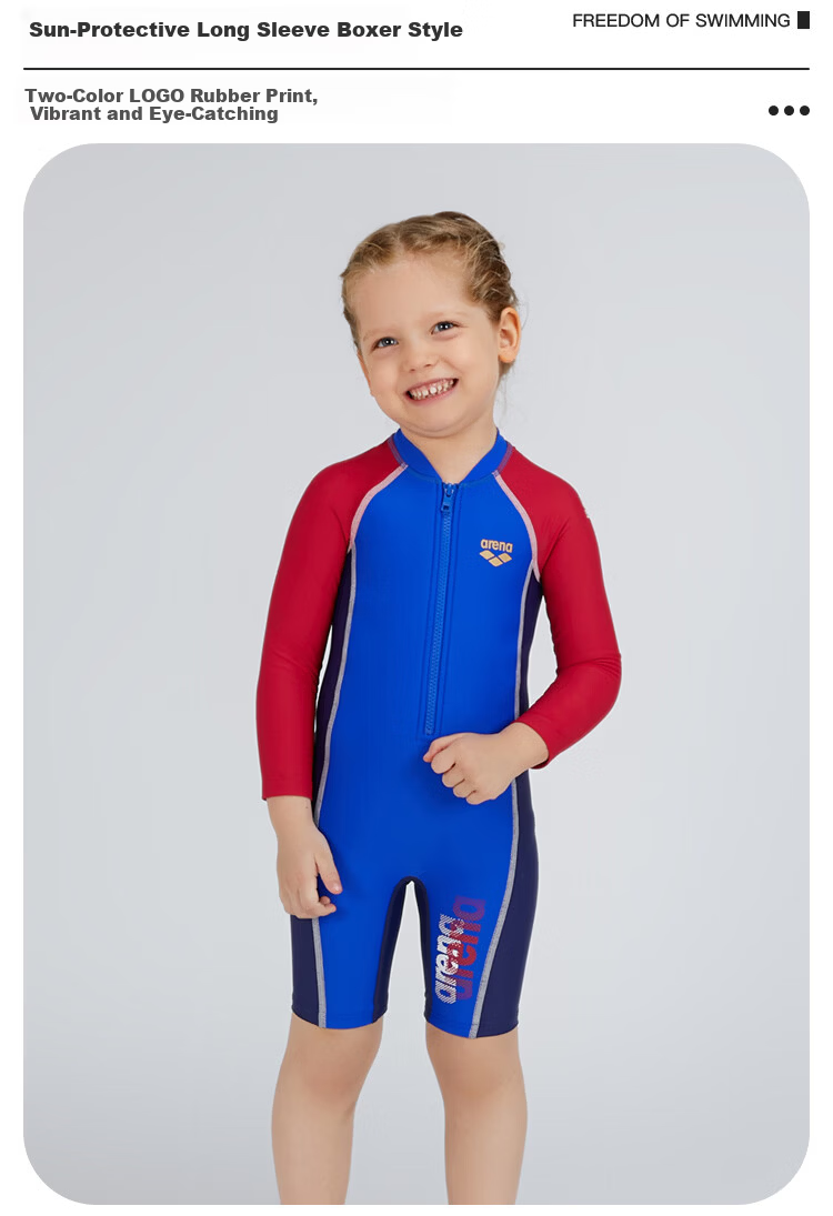 Arena Kids Long Sleeve One-Piece Rash Guard Swimwear Cute High Elastic Breathable Unisex 3