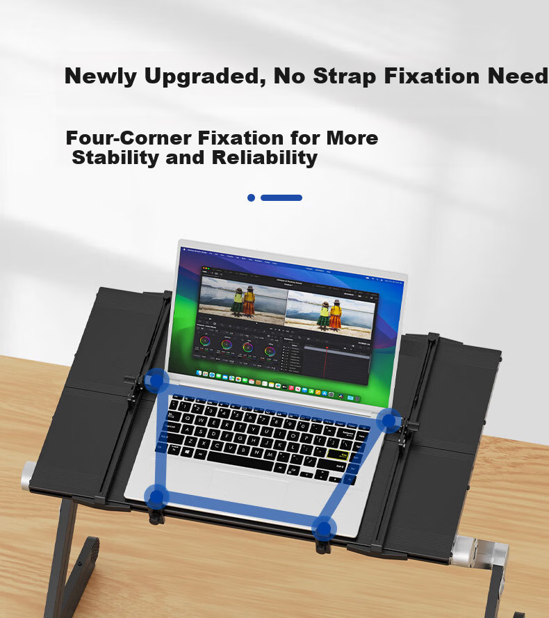 YINO Bed Laptop Table Foldable Lazy Stand Aluminum Portable Adjustable Laptop Desk Large Desktop TX Black 7