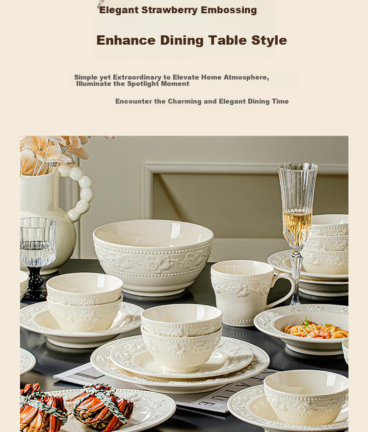 Yomerto Ceramic Dinnerware Set with Underglaze Color Bowls and Plates, High-Quality Home Tableware for Weddings and Housewarming 4