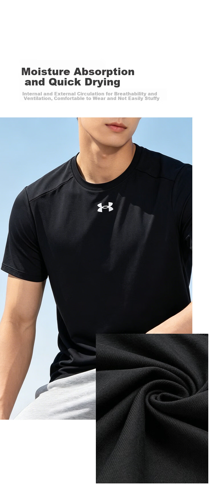 Under Armour Men's Quick-Dry Short Sleeve Sports T-Shirt Casual Comfortable Running Basketball Training Top 3