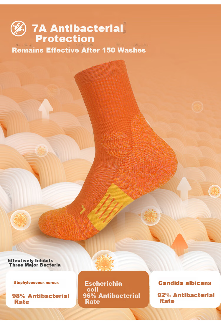 Pioneer Camp Outdoor Socks 7A Antibacterial Hiking Unisex Moisture-Wicking Mid-Calf Sports Socks Mulberry Red 24-26CM 3
