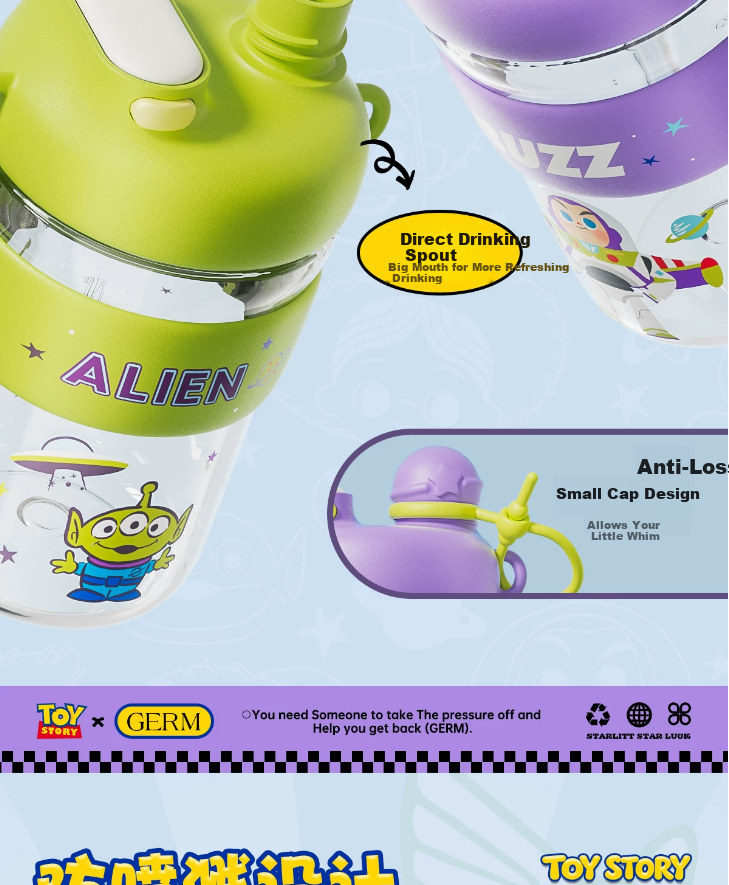 Germ Germ Gemi Toy Story Kids Purple Sports Portable Cloud Travel Cup (Buzz Lightyear) 6