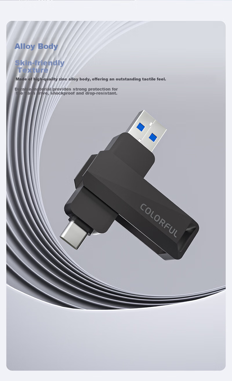 Colorful 128GB Type-C Dual Interface USB 3.2 Flash Drive 550MB/s High-Speed USB Drive for PC, Android, and Apple Devices 7