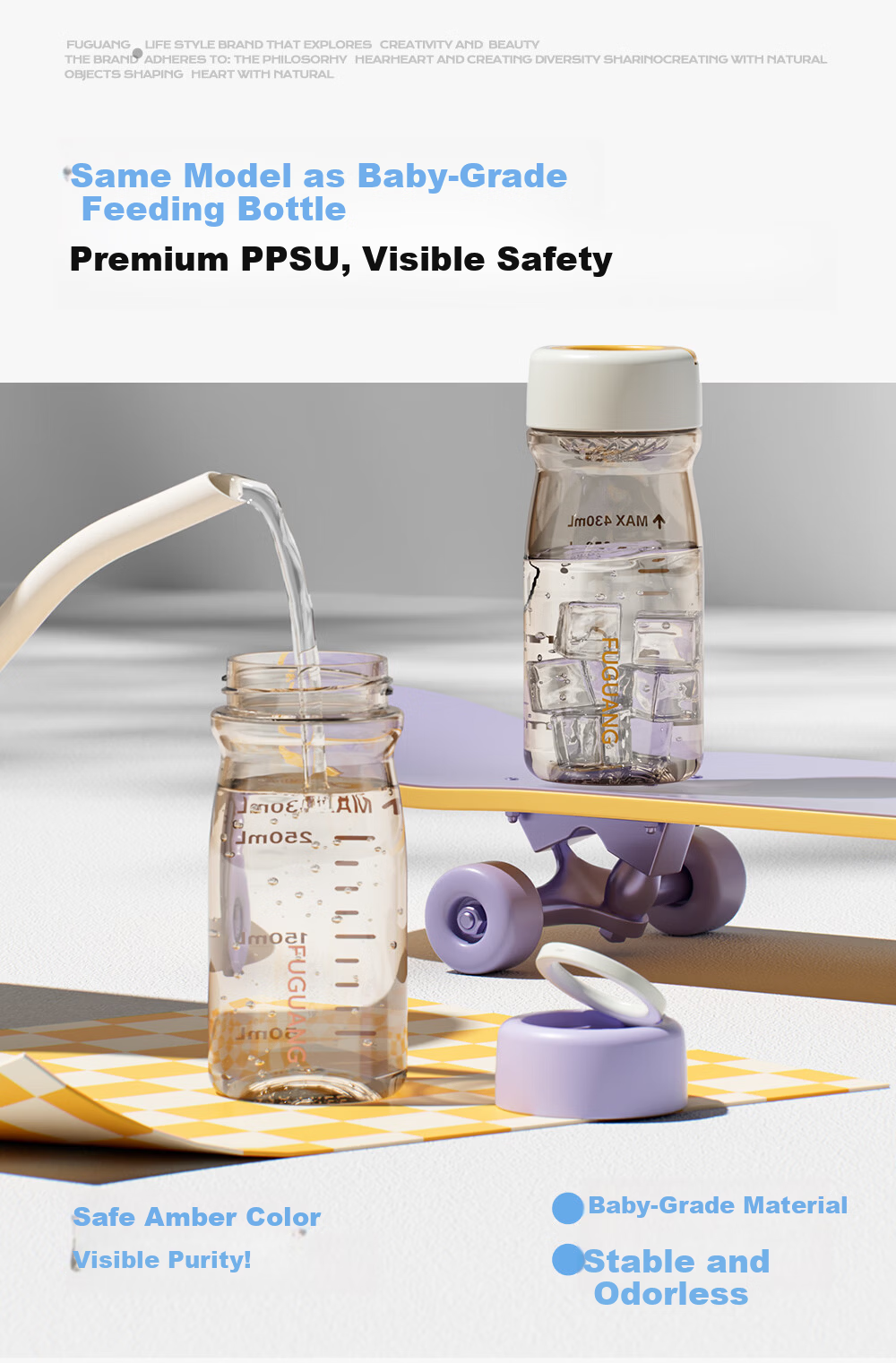 Fuguang PPSU Water Bottle Summer Portable Plastic Cup for Women Students Children High-Value Outdoor Sports Men 7