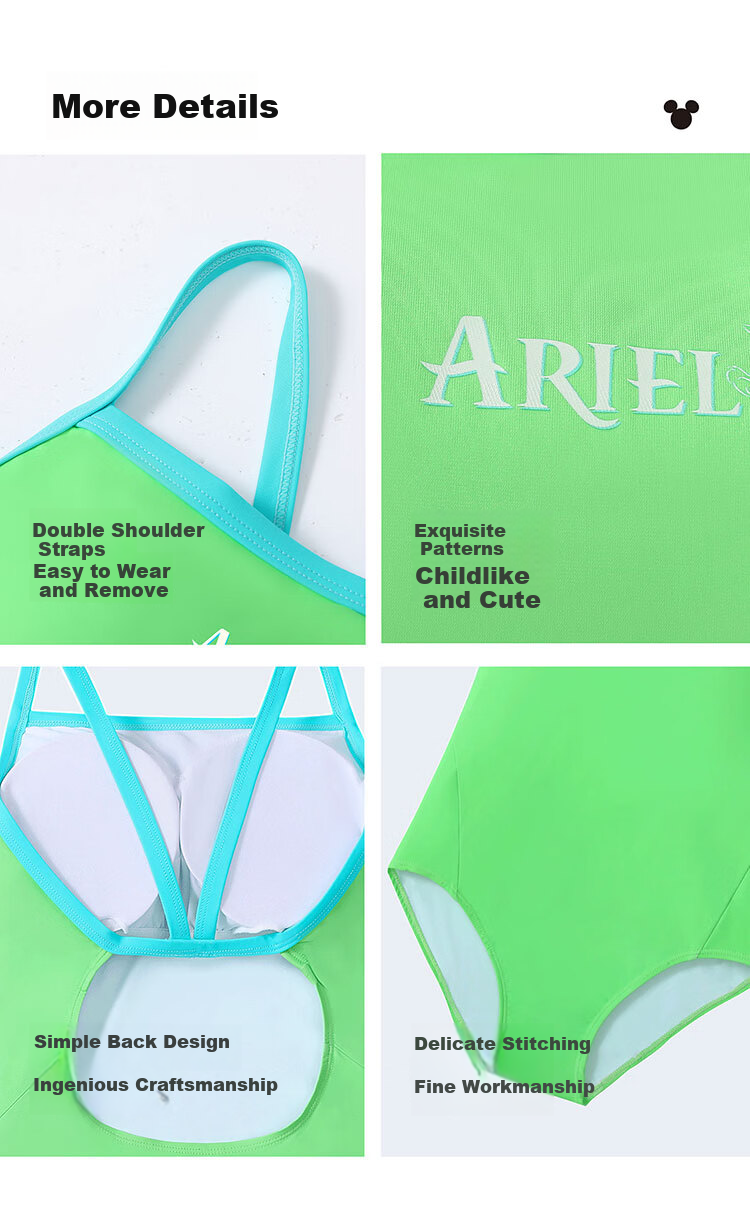 Disney Kids Girls One-Piece Professional Training Swimsuit D36673S2F Green Mermaid Princess Size 160 12