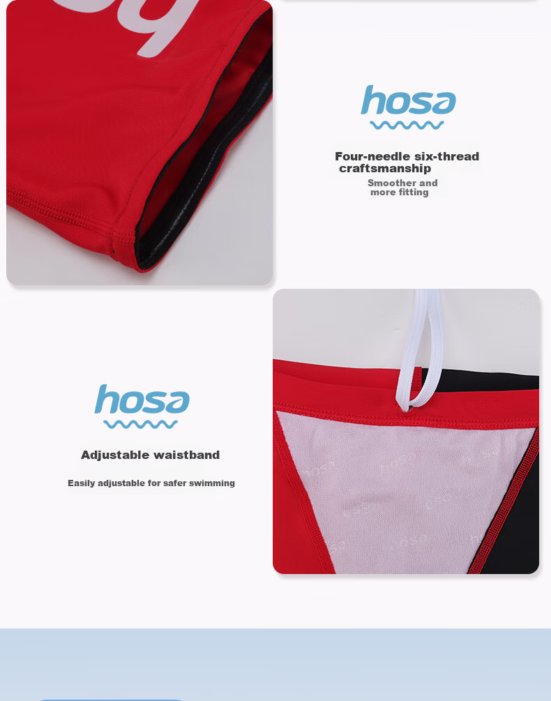 Hosa Kids Boys Professional Training Five-Point Swim Trunks Youth 2026 New Racing Swimwear 4