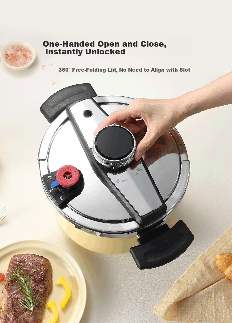 Carrot 6L Household Pressure Cooker 304 Stainless Steel Explosion-Proof Gas Stove Compatible Small Manual Locking Pressure Cooker 5