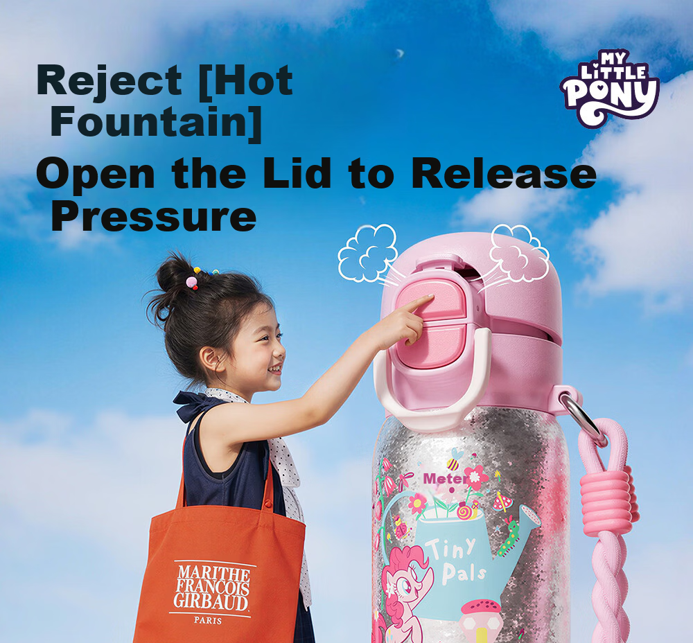 Germ My Little Pony Pure Titanium Children's Insulated Straw Bottle Dual Drinking Cup for Girls Student 480ML Garden Pink 11