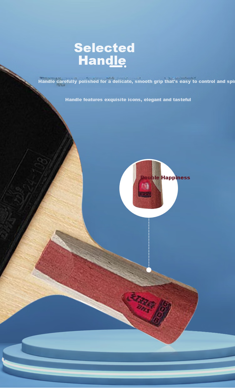 DHS Kuangbiao Six-Star Table Tennis Paddle, Straight Handle, Reverse Rubber, Combination of Looping And Fast Attack, F6008, Includes Racket Case 3