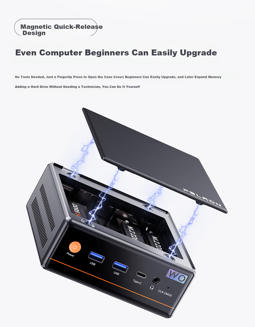 PELADN Mini PC High-Performance Gaming and Office OpenClaw Mini Desktop Computer (R5 7640HS 16GB 512GB SSD) 7