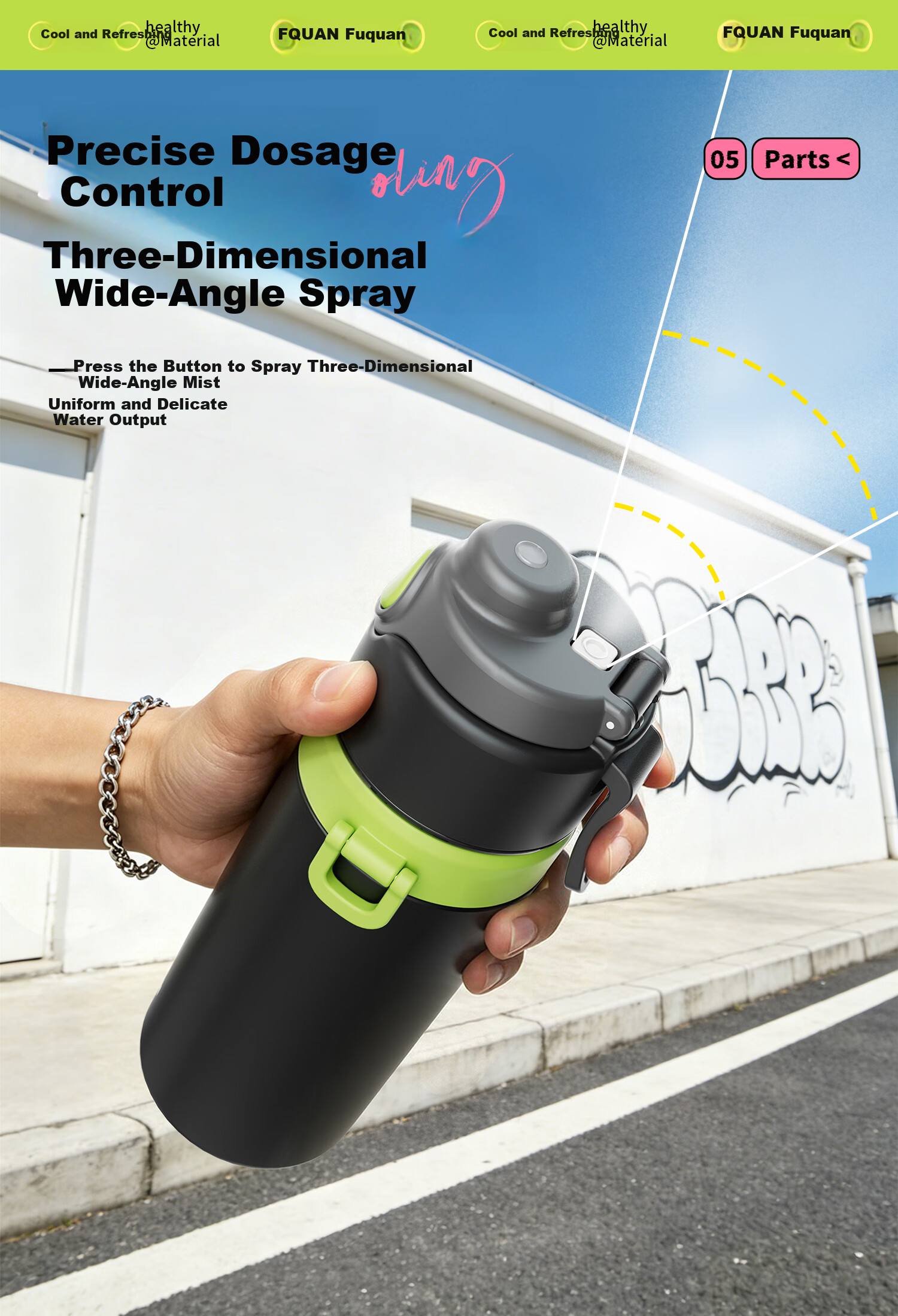 Fuquan Spray Sports Insulated Water Bottle for Children and Students Summer 316L Large Capacity Water Bottle with Spray Function 4
