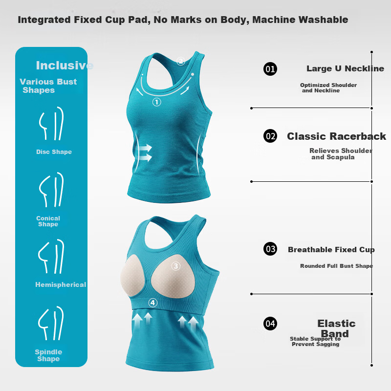 XUEXIMAN Women's One-Piece Yoga Tank Top with Built-in Bra, Shockproof Sports Bra for Pilates and Fitness