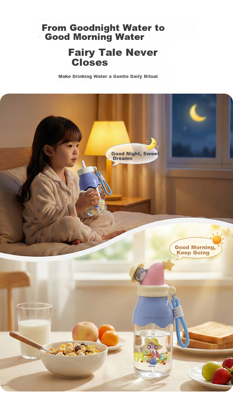 Disney Straw Cup Children's Water Bottle Summer Plastic Cup Student Ladies High-Value Portable High-Temperature Resistant 600mL Mickey 5