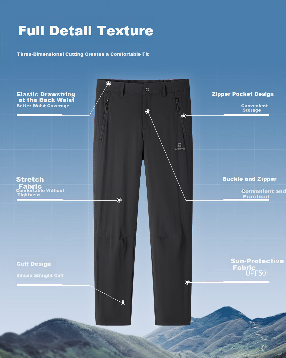 TOREAD Men's Quick-Dry Pants 26 New Sunscreen Breathable Cooling Hiking Functional Trousers TAMMAO81255 5