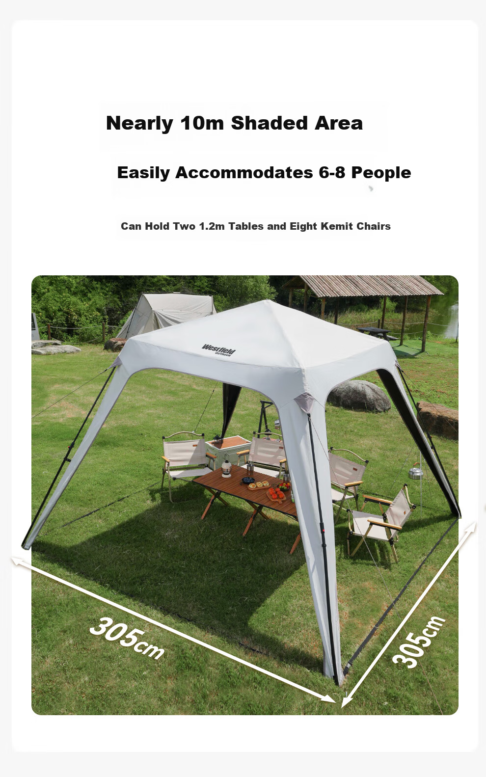 Westfield Outdoor Self-Standing Quick-Open Dome Canopy Tent for Camping, Park Picnic, Rainproof, Blackout Sunshade Shelter 5