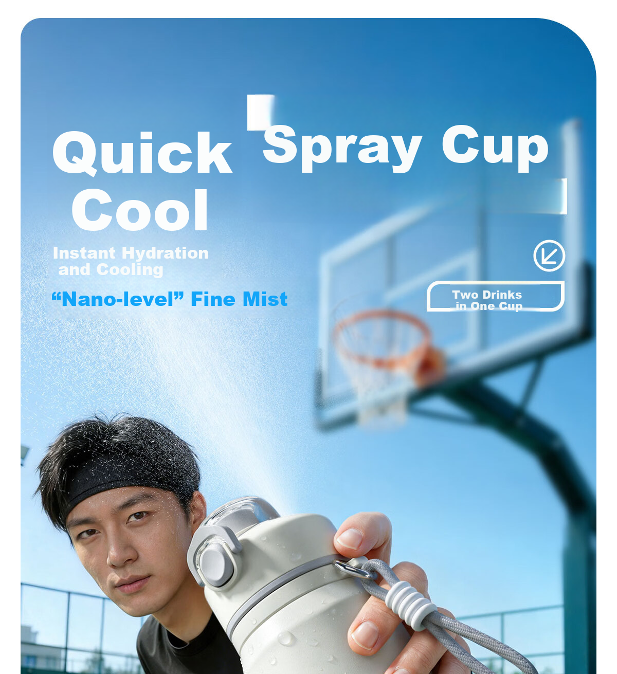 NRMEi Insulated Spray Water Bottle Large Capacity Student School Outdoor Sports Men's Summer Cooling Flask Cup 2