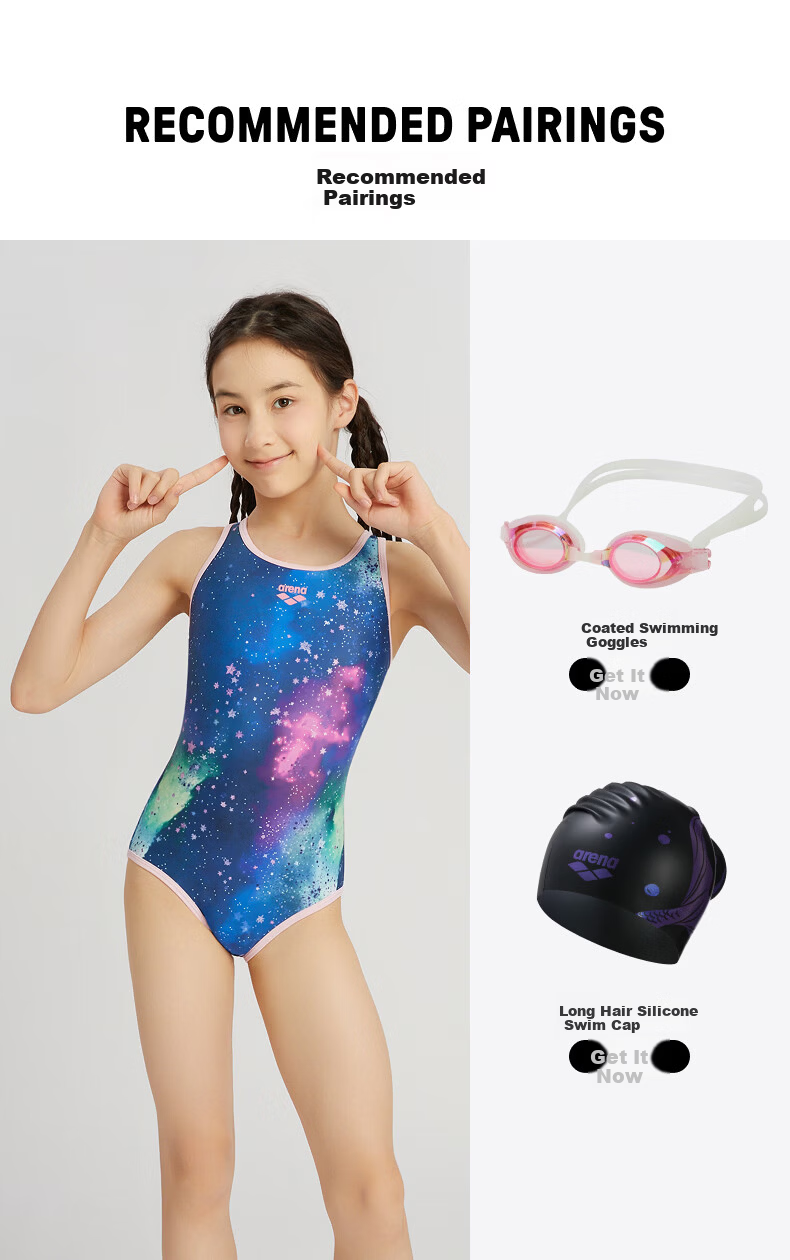 Arena Kids Swimsuit 2026 New Soft Skin-Feel Comfortable Girls Sports Sleeveless One-Piece Triangle Swimwear 5