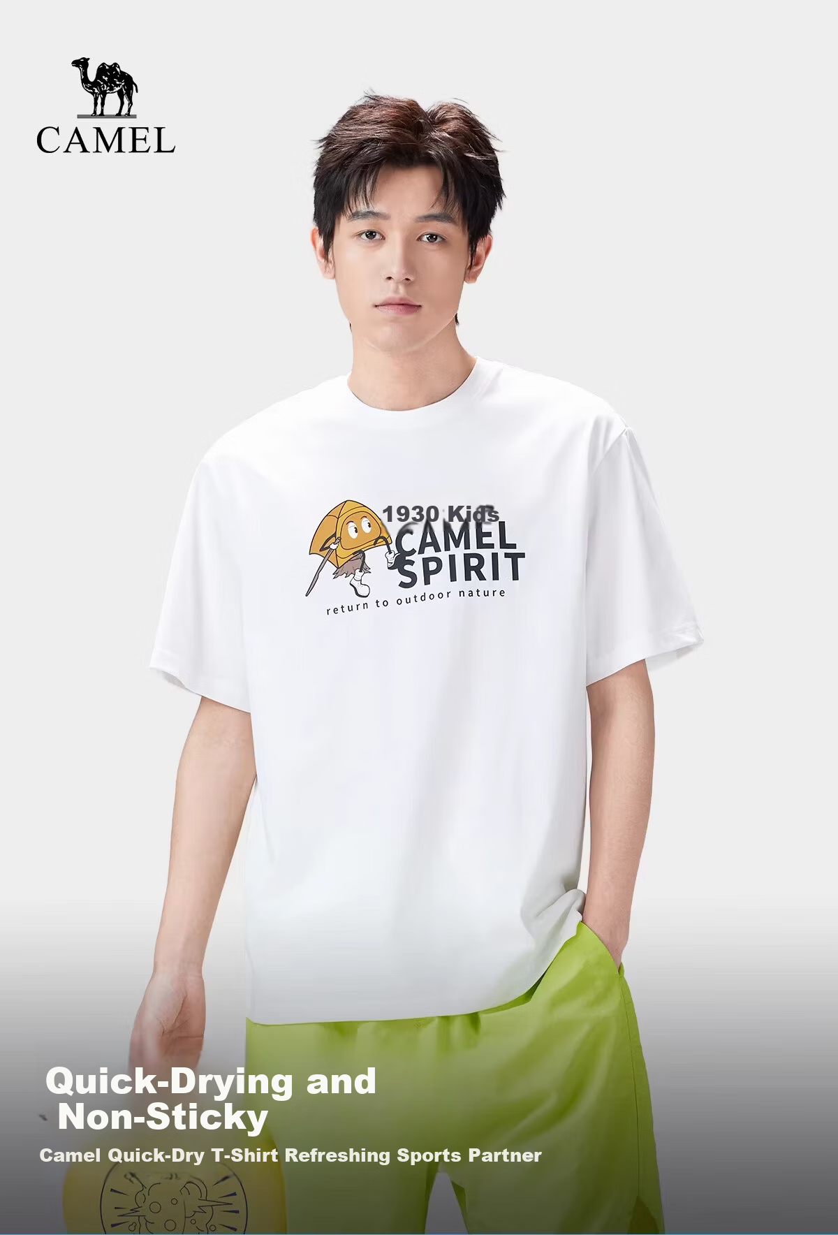 CAMEL Outdoor Quick-Dry T-Shirt Unisex Spring Summer Breathable Moisture-Wicking Printed Cotton Hiking Mountaineering Sports Top 8054 1