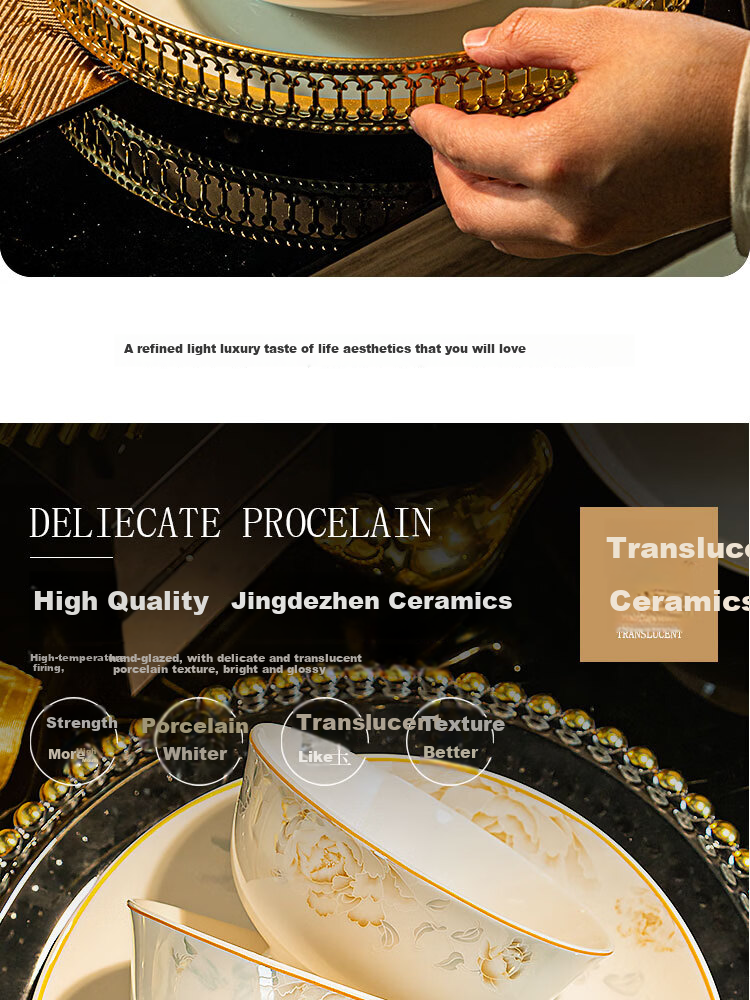 CERAMICS Jingdezhen Ceramic Bowls And Plates Dinnerware Set, Bowl And Plate Set, Housewarming Ceramic Tableware Gift 5